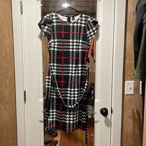 Black, white and red plaid dress
